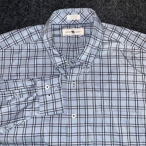 Onward Reserve Shirt Mens Large Blue Windowpane‎ Plaid Long Sleeve Button